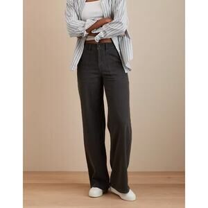 AE Dreamy Drape Stretch Woven Super High-Waisted Baggy Wide-Leg Pants Gray Sz 0